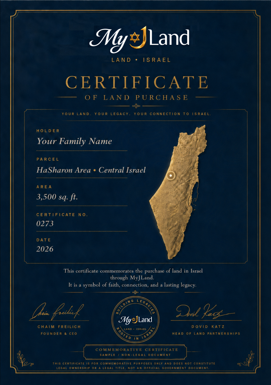 MyJLand Certificate of Land Purchase